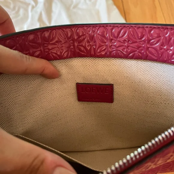 Authentic Loewe Embossed Red Pouch / Clutch